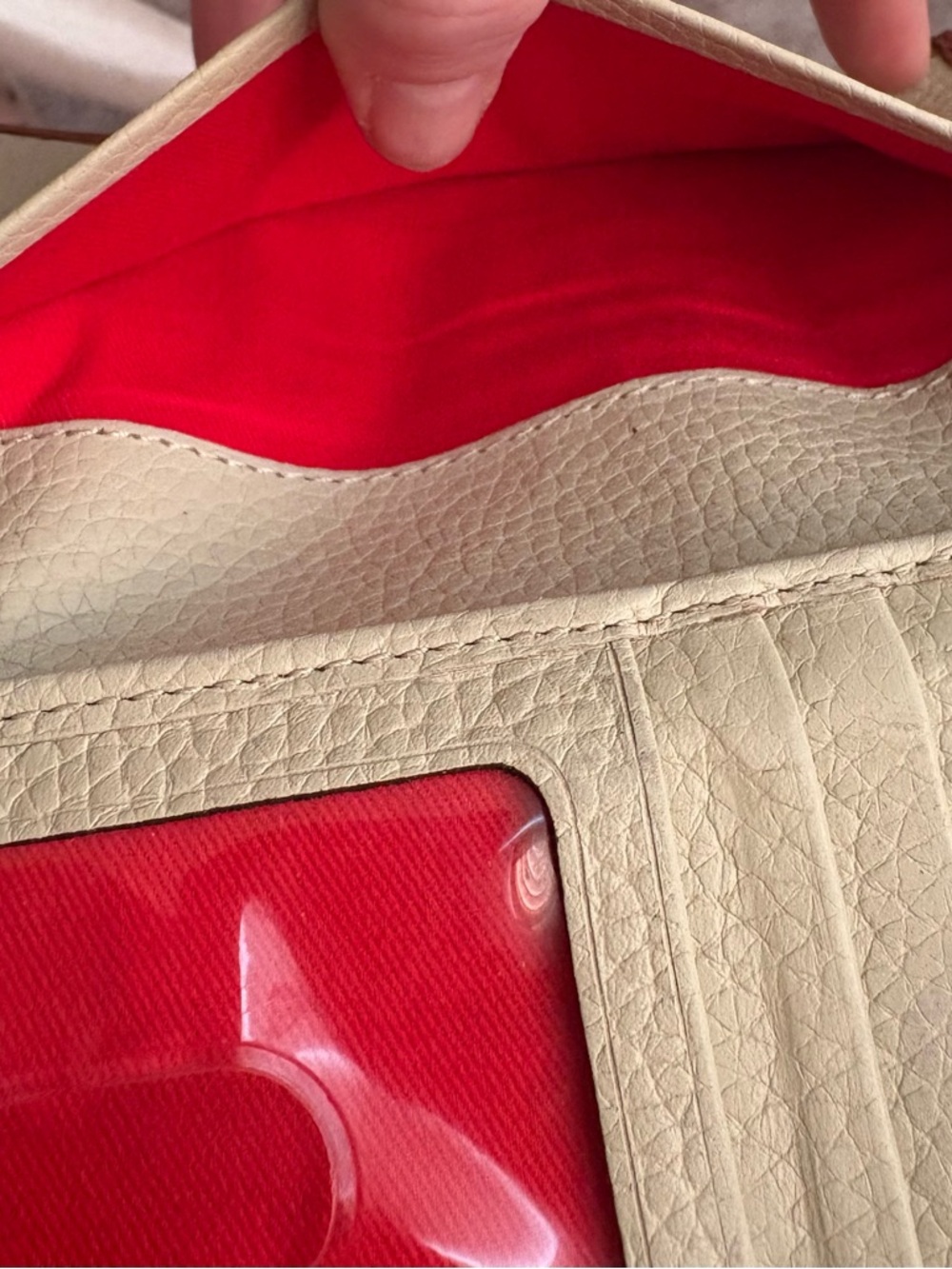 Dooney & Bourke Cream Pebble Leather Continental Wallet with Tan Trim - Picture 4 of 6